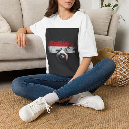 Iraq Flag Abstract Grunge Tee Lions of Mesopotamia Soccer Fan T-Shirt