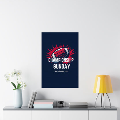 Championship Sunday Football Wall Poster | The Big Game 2026 Matte Sports Art Print for Home & Fan Cave