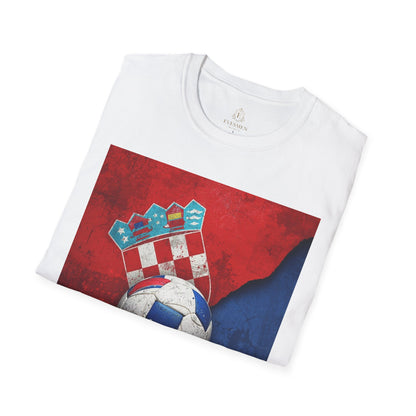 Croatia Football Coat of Arms Tee Vatreni Soccer Textured Checkerboard T-Shirt
