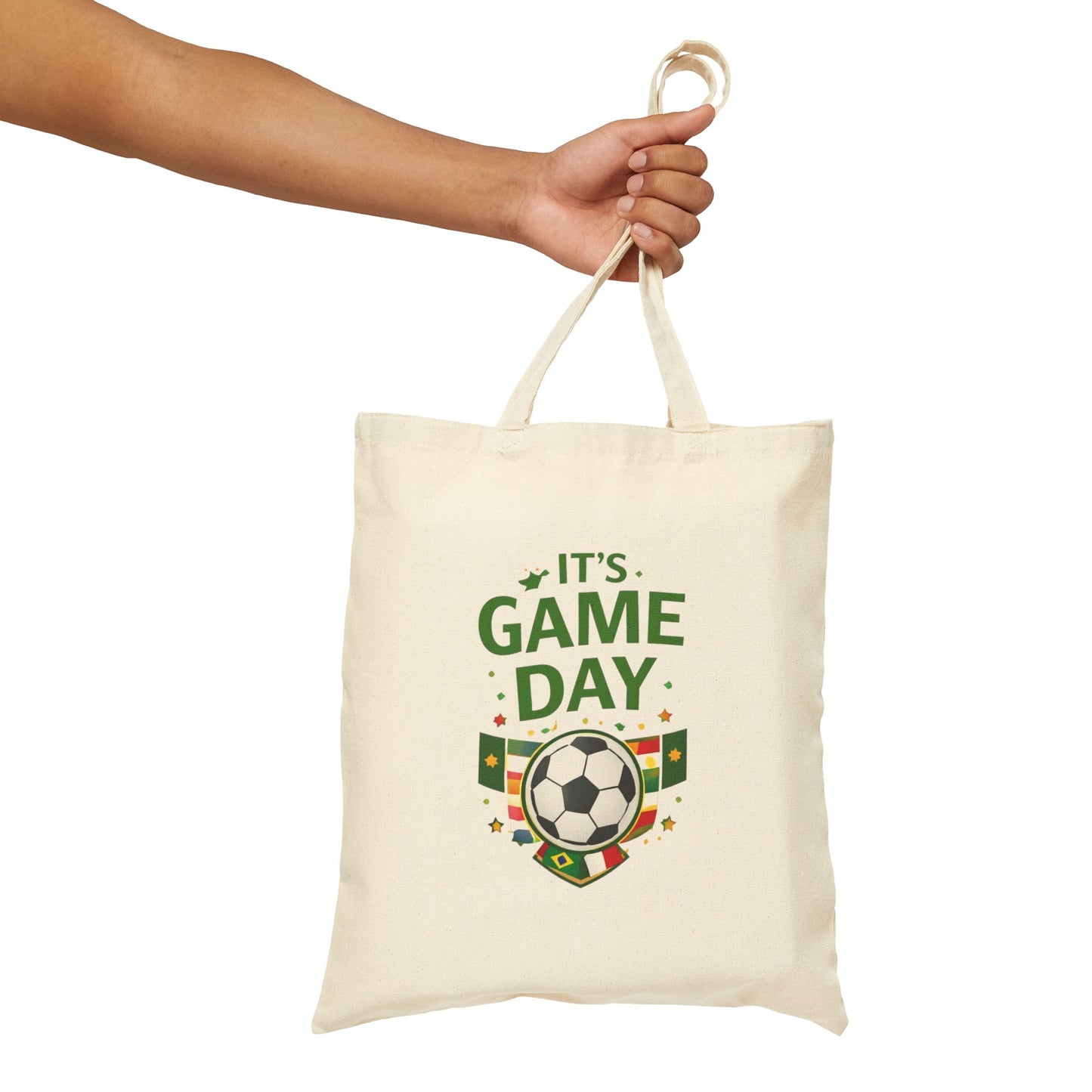 Tote Bag — "It's Game Day" Soccer Canvas Tote for Fans