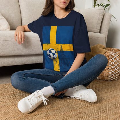 Sweden Flag Soccer T-Shirt — Distressed Swedish Flag Football Tee