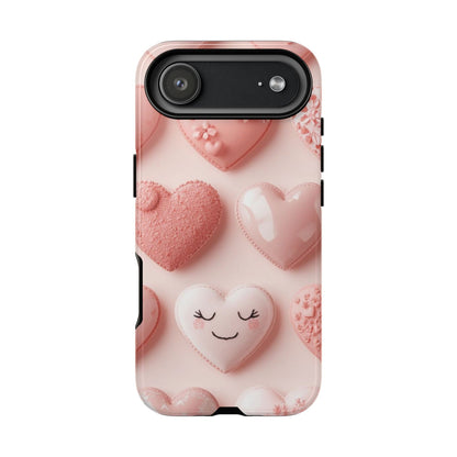 Phone Case — Pink 3D Hearts Cute Valentine Protective Cover