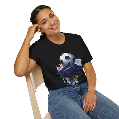 New Zealand Football Mountain T-Shirt — Majestic Landscape Soccer Design Tee
