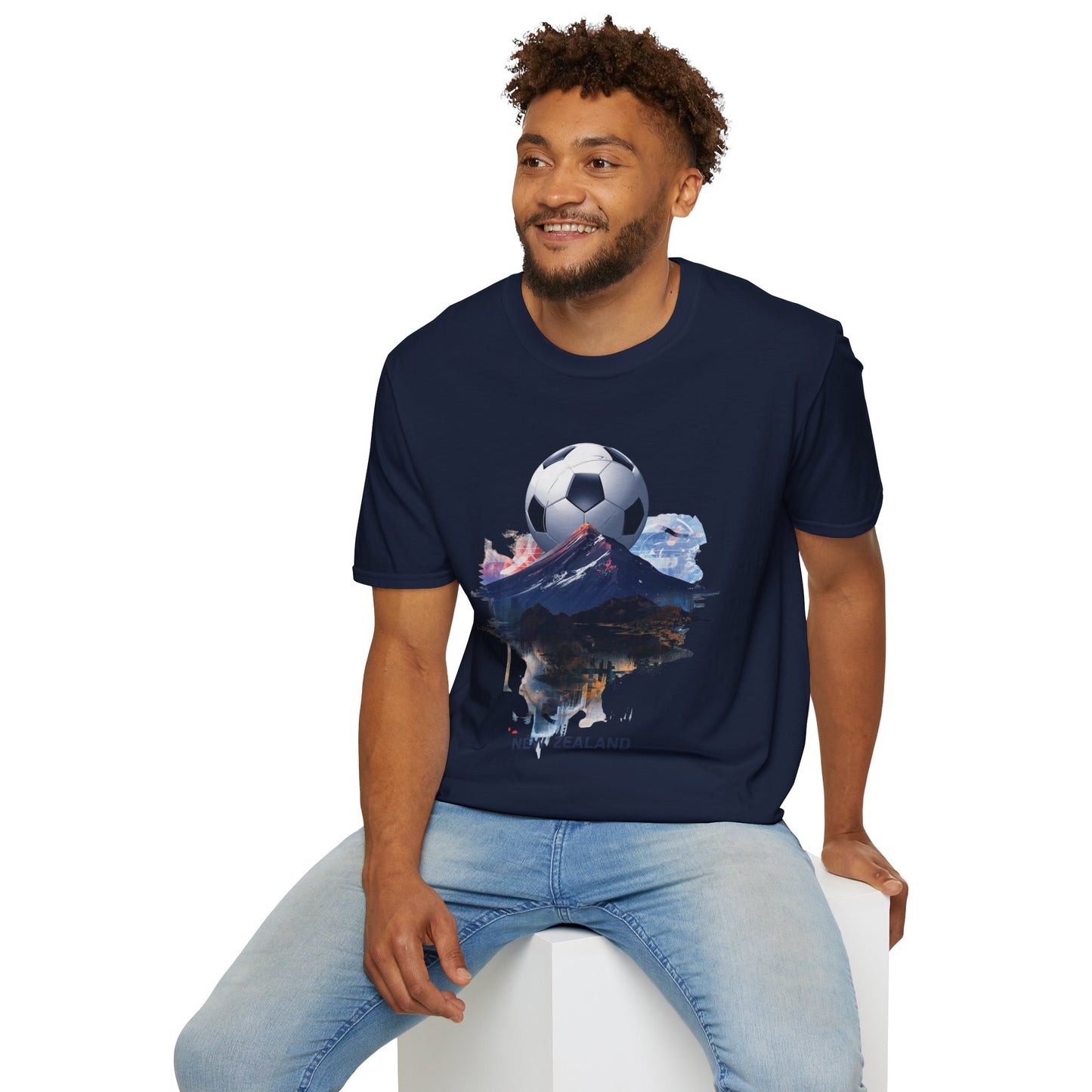 New Zealand Football Mountain T-Shirt — Majestic Landscape Soccer Design Tee