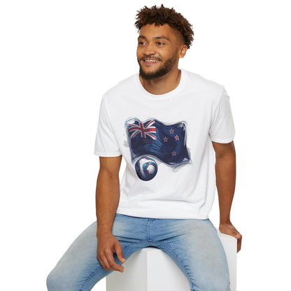 New Zealand Football Flag Sketch Tee All Whites Soccer Graphic T-Shirt