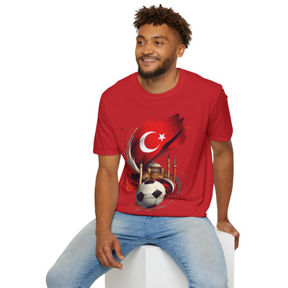 Turkey Soccer T-Shirt — Turkish Flag, Mosque & Football Design Tee