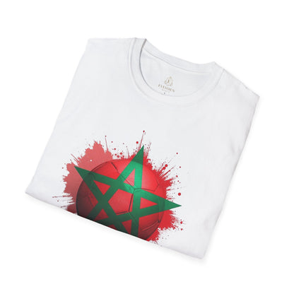 Morocco Football Flag Graphic T-Shirt – Moroccan Star Soccer Ball Design Tee