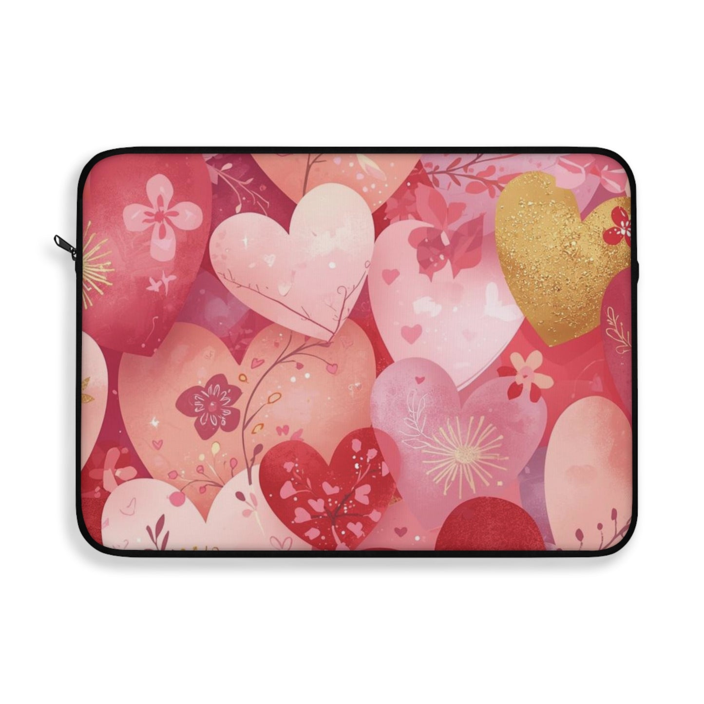 Valentine Heart Pattern Laptop Sleeve — Pink Floral Love Computer Case