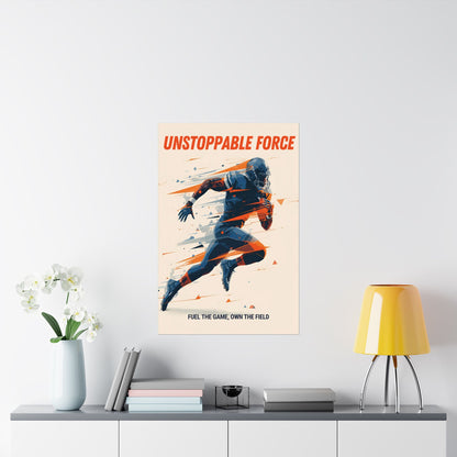 Unstoppable Force Football Wall Art Poster | Motivational Matte Sports Print