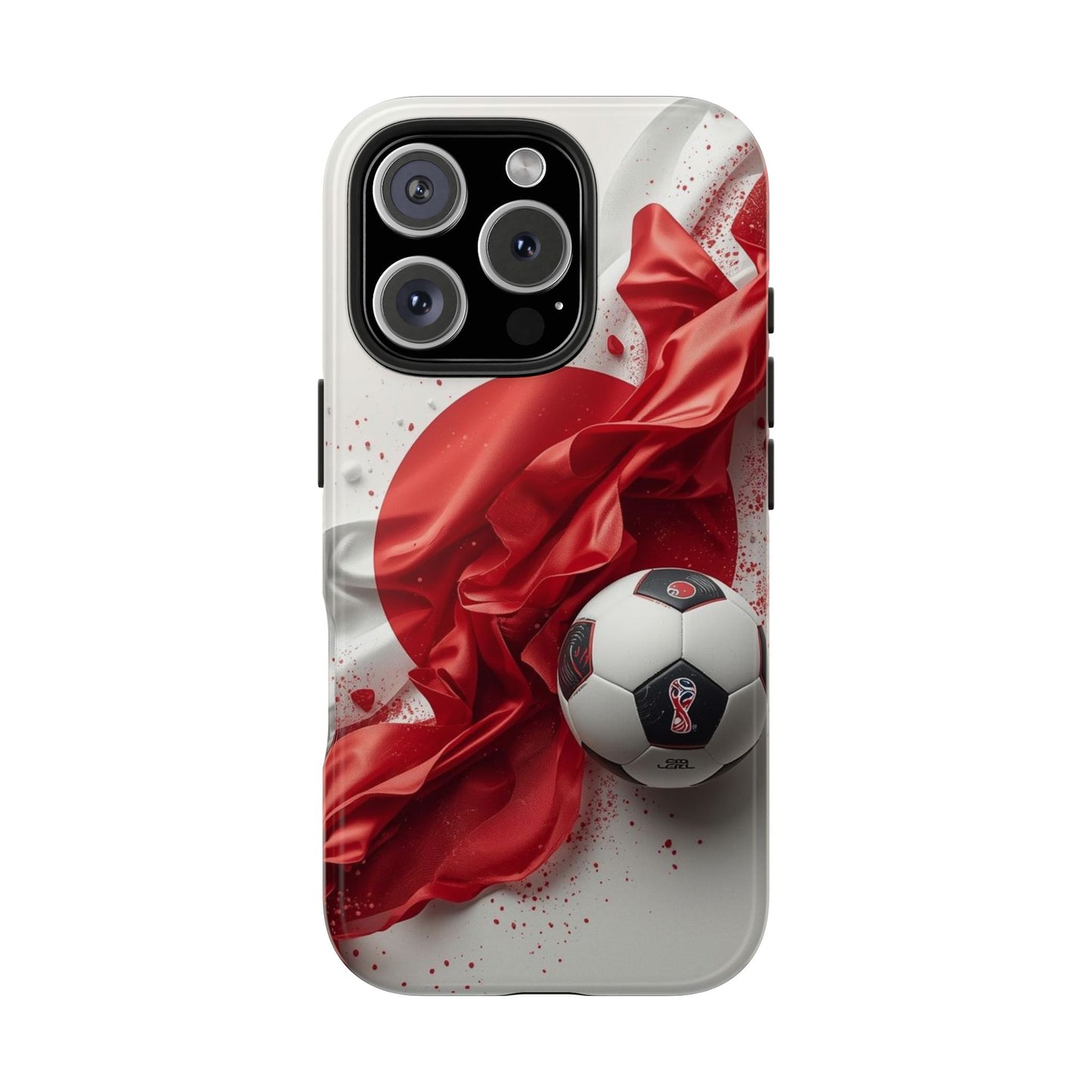 Red Satin Japan Flag Soccer Ball Design Phone Protective Case