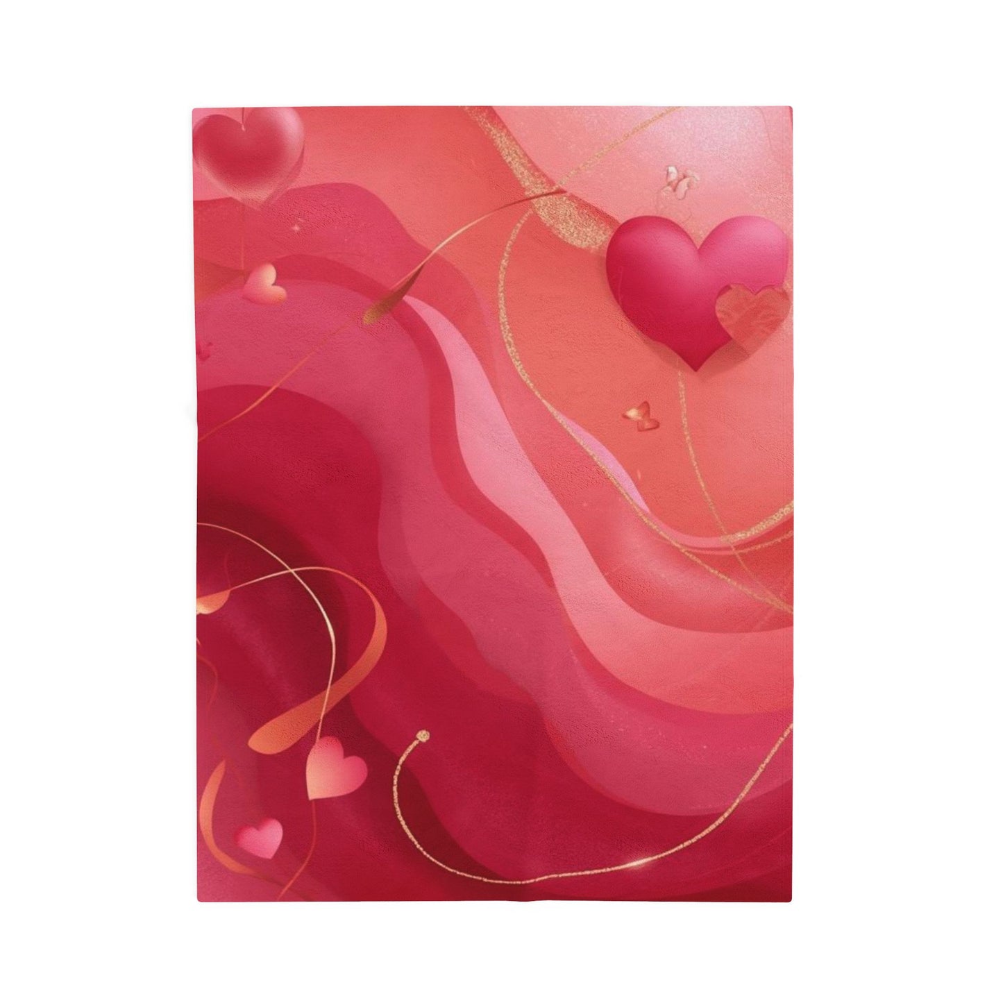 Velveteen Plush Blanket — Romantic Pink Hearts Swirl Throw (Valentine's Day Gift)