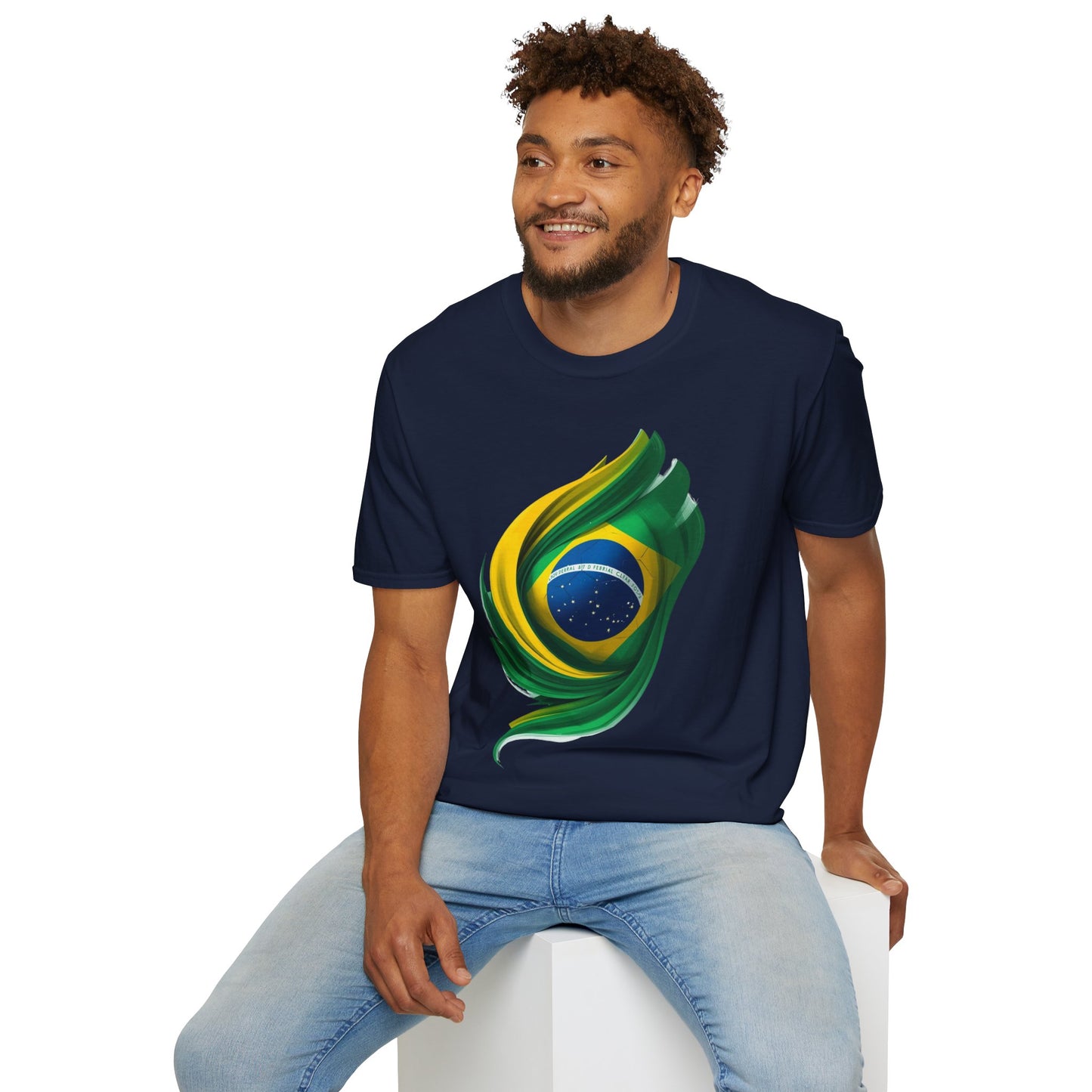 Brazil Flag Feather Football Graphic T-Shirt Tee