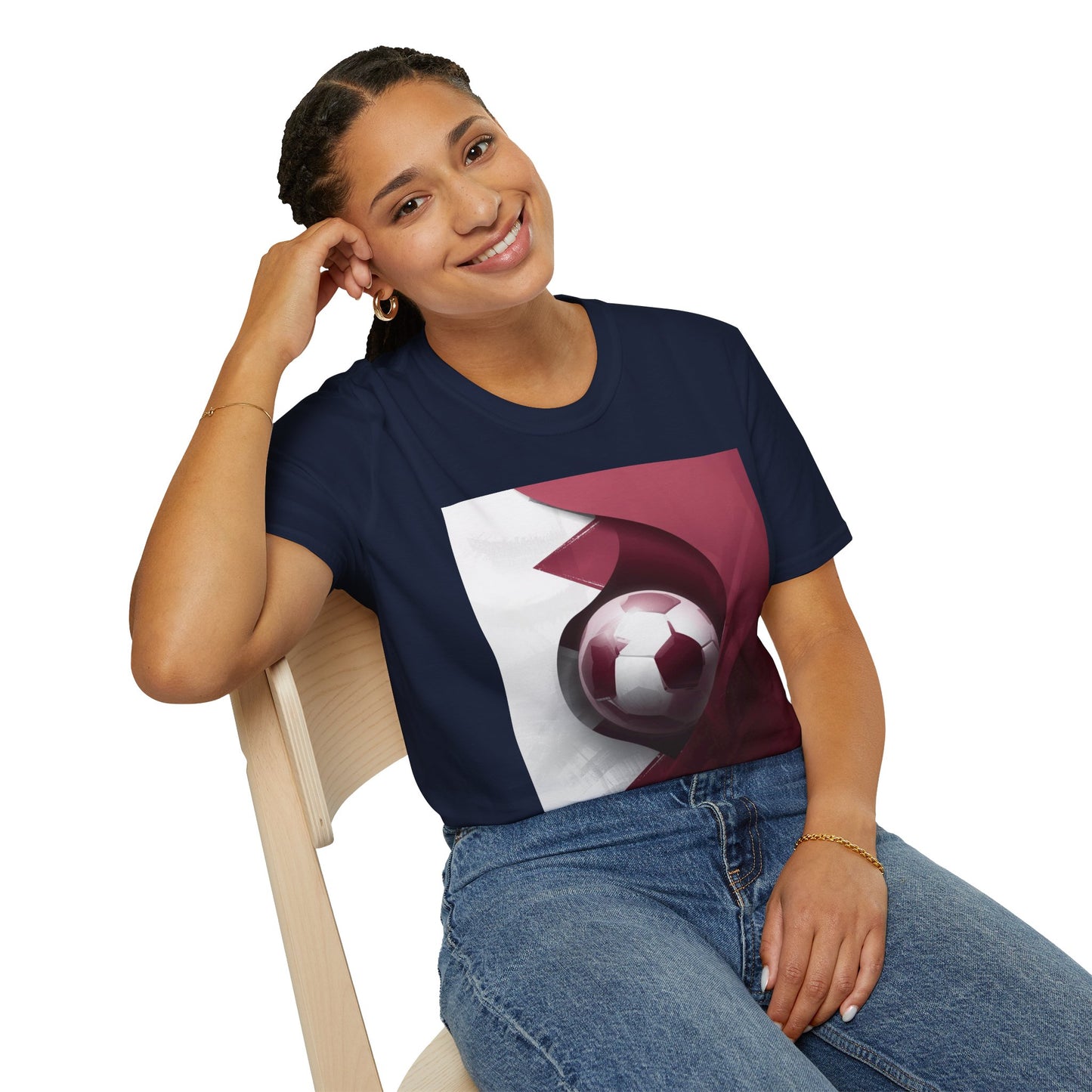 Qatar Football Flag Abstract Graphic T-Shirt Al-Annabbi Soccer Design Tee