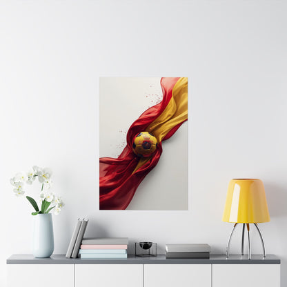 Spain Football Team Custom Ball with Flag and Crest Art Poster