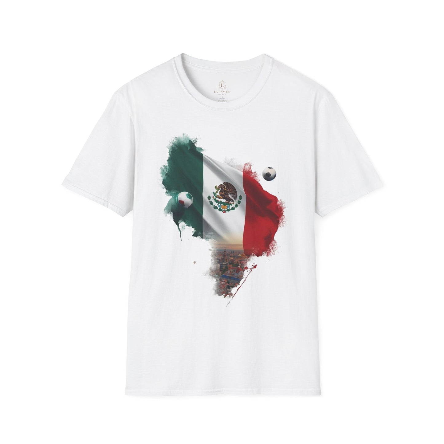 Mexican Flag Football T-Shirt — Soccer and Stadium Lights Graphic Tee