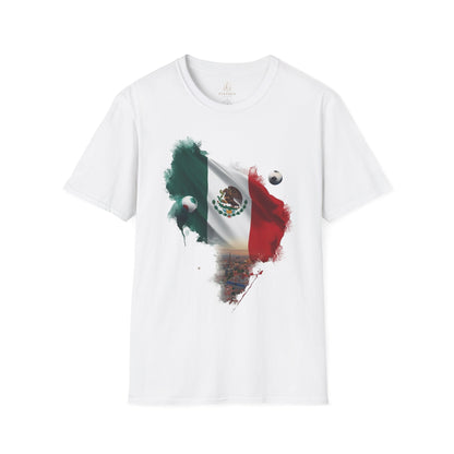 Mexican Flag Football T-Shirt — Soccer and Stadium Lights Graphic Tee