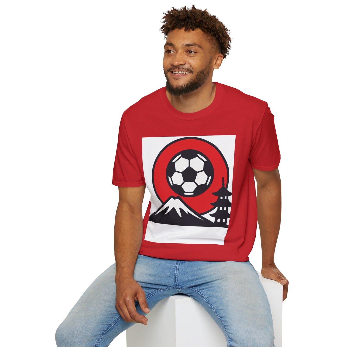 Japan Soccer T-Shirt — Mount Fuji & Pagoda Football Design Tee