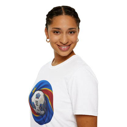 DR Congo Football Flag Circular Graphic T-Shirt Leopards Soccer 2026 Tee