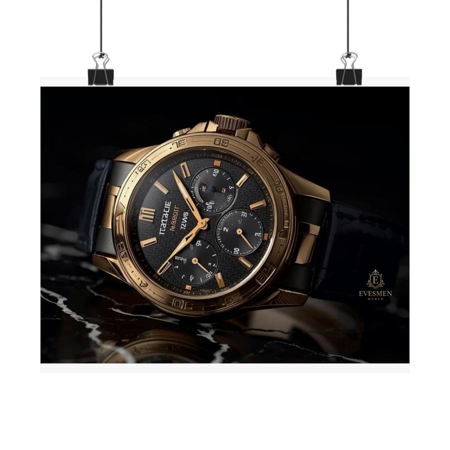 Luxury Gold Watch Horizontal Poster — Matte Horology Wall Art