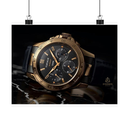 Luxury Gold Watch Horizontal Poster — Matte Horology Wall Art