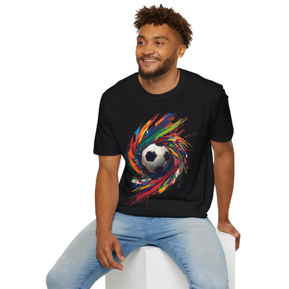 Color Splash Soccer Match Day T-Shirt — Vibrant Swirl Tee