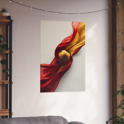 Spain Football Team Custom Ball with Flag and Crest Art Poster