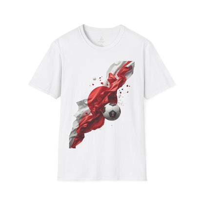 Japan Football Rising Sun T‑Shirt — Dynamic Red & White Silk Ribbon Design Tee