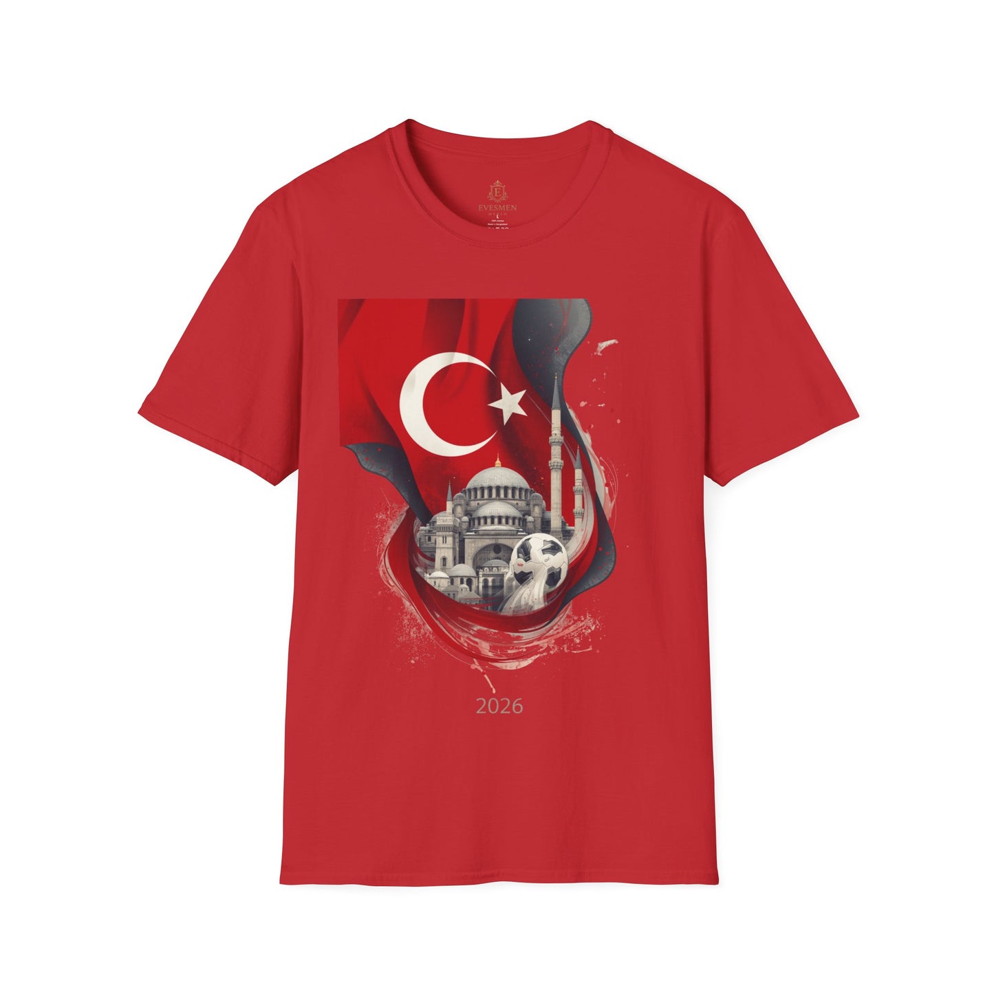 Türkiye Football T-Shirt Turkish Flag & Istanbul Mosque Design Tee