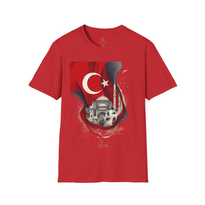 Türkiye Football T-Shirt Turkish Flag & Istanbul Mosque Design Tee