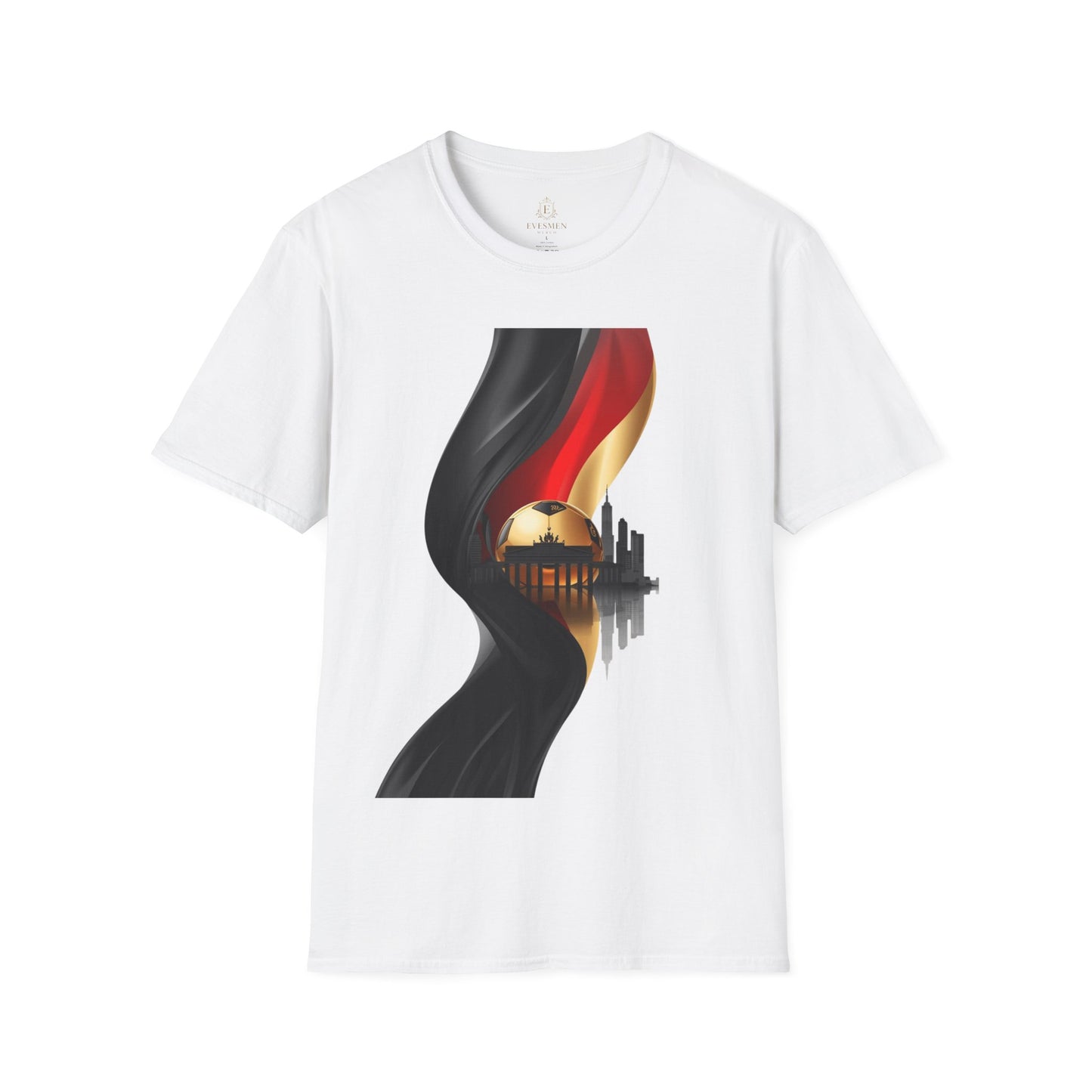 Germany Flag Brandenburg Gate T-Shirt Luxury Gold Die Mannschaft Soccer Tee