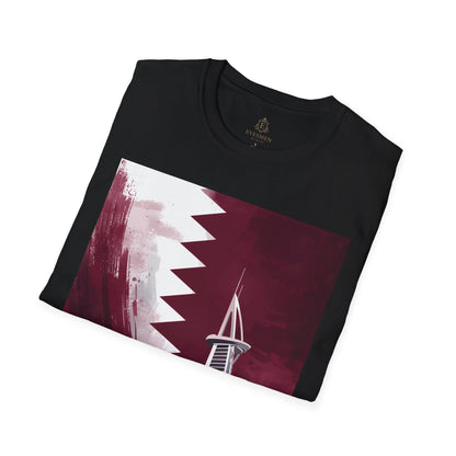 Qatar Soccer T-Shirt – Flag, Football & Aspire Tower Design Tee