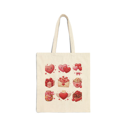 Valentine Hearts Tote Bag — Cute Heart Gift Icons Cotton Canvas Tote
