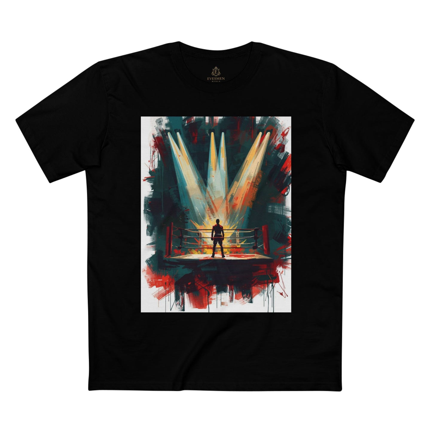 Boxing Ring Spotlight T‑Shirt Retro Fighter Art Tee