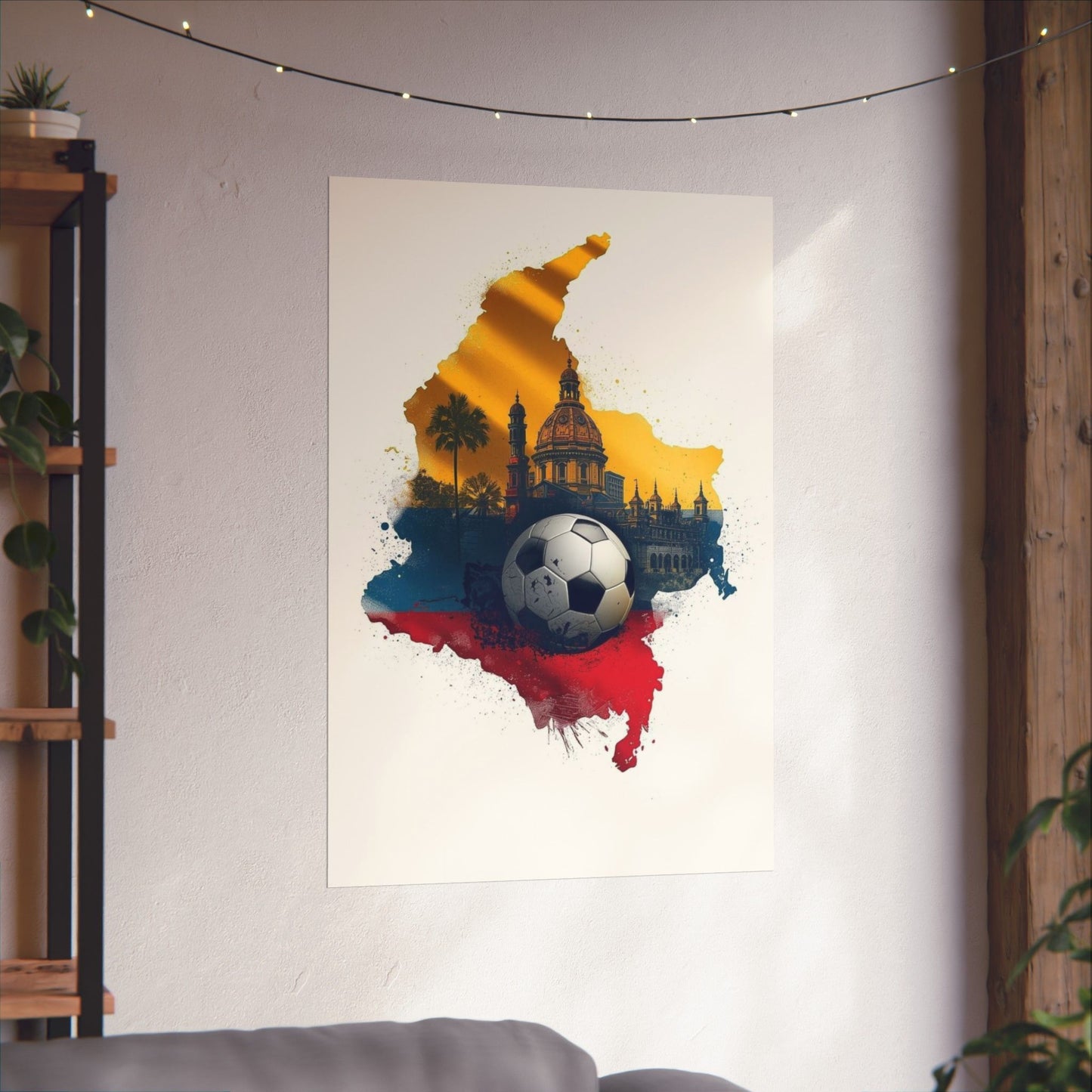 Colombia Flag Map Soccer Poster — Matte Cathedral Vintage Soccer Art