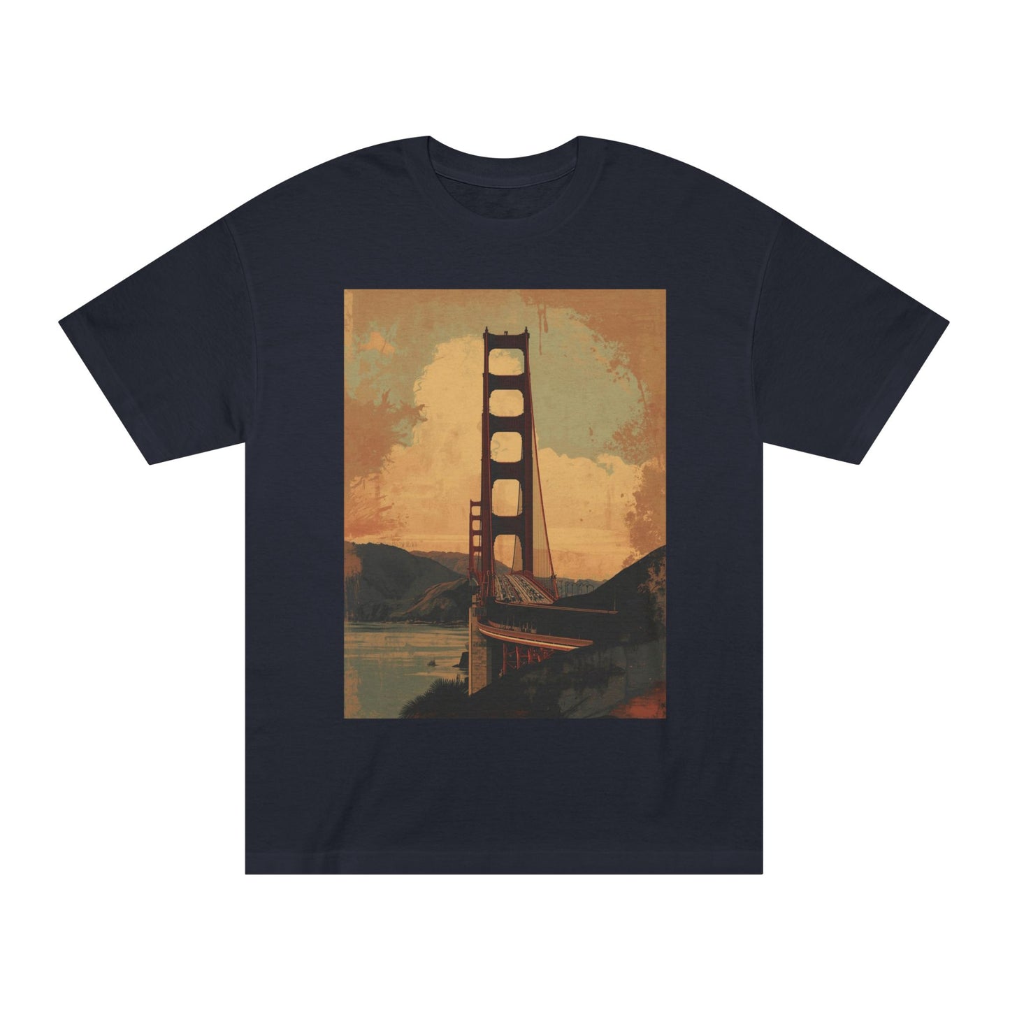 Golden Gate Bridge Art Print T-Shirt Vintage-Styled Classic Tee