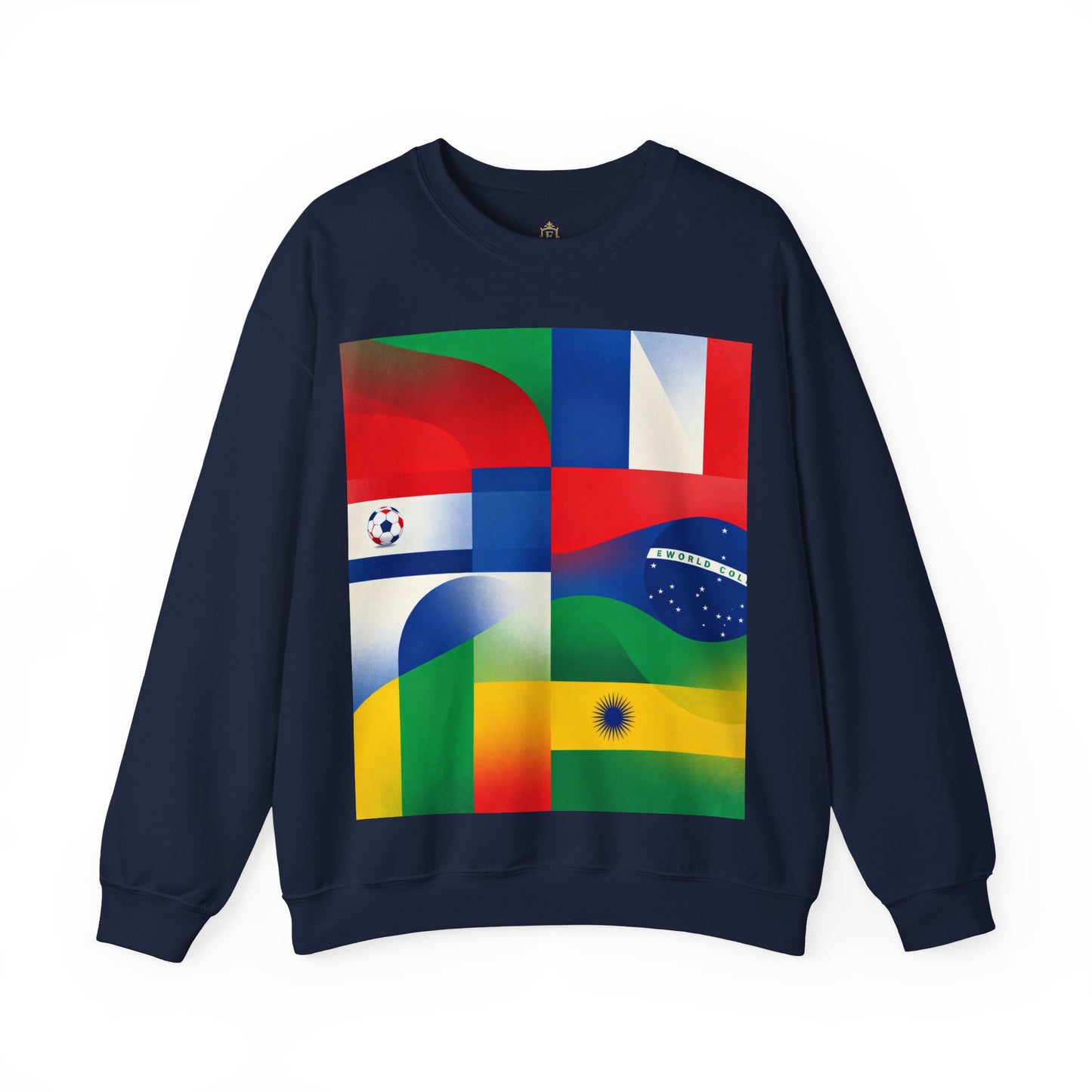 Match Day Flags Crewneck Sweatshirt — Colorful Soccer World Design