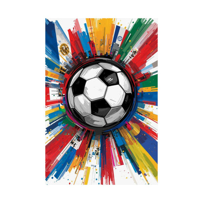 Soccer Burst Poster — World Flags Football Art Matte Vertical Print