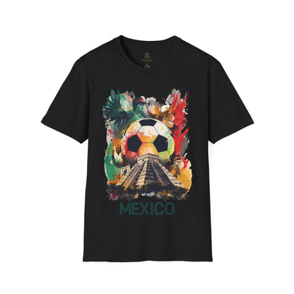 Mexico Soccer Match Day T-Shirt — Colorful Football & Pyramid Tee