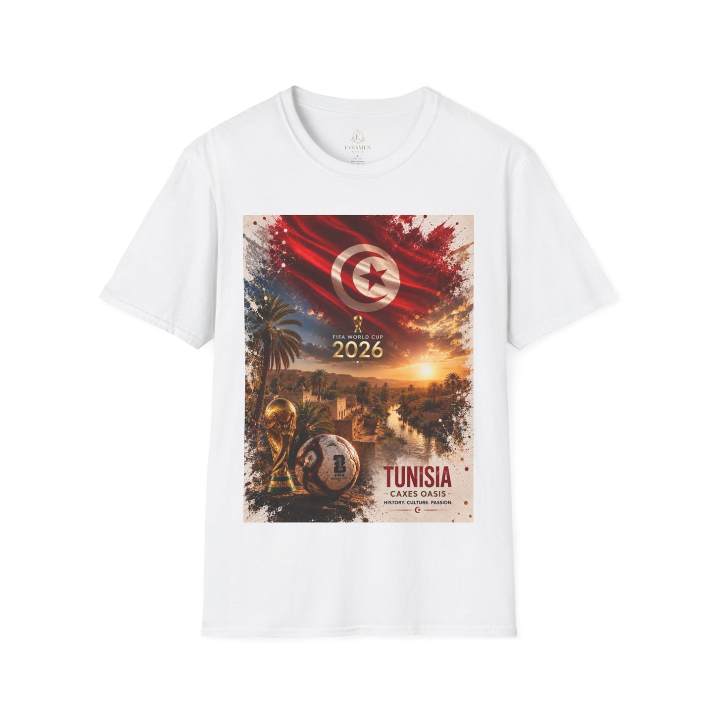 Tunisia Football Flag Chebika Oasis T-Shirt Eagles of Carthage Soccer Design Tee