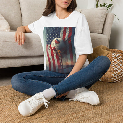 American Soccer Poster T-Shirt — Golden Gate Ball & Flag Graphic Tee
