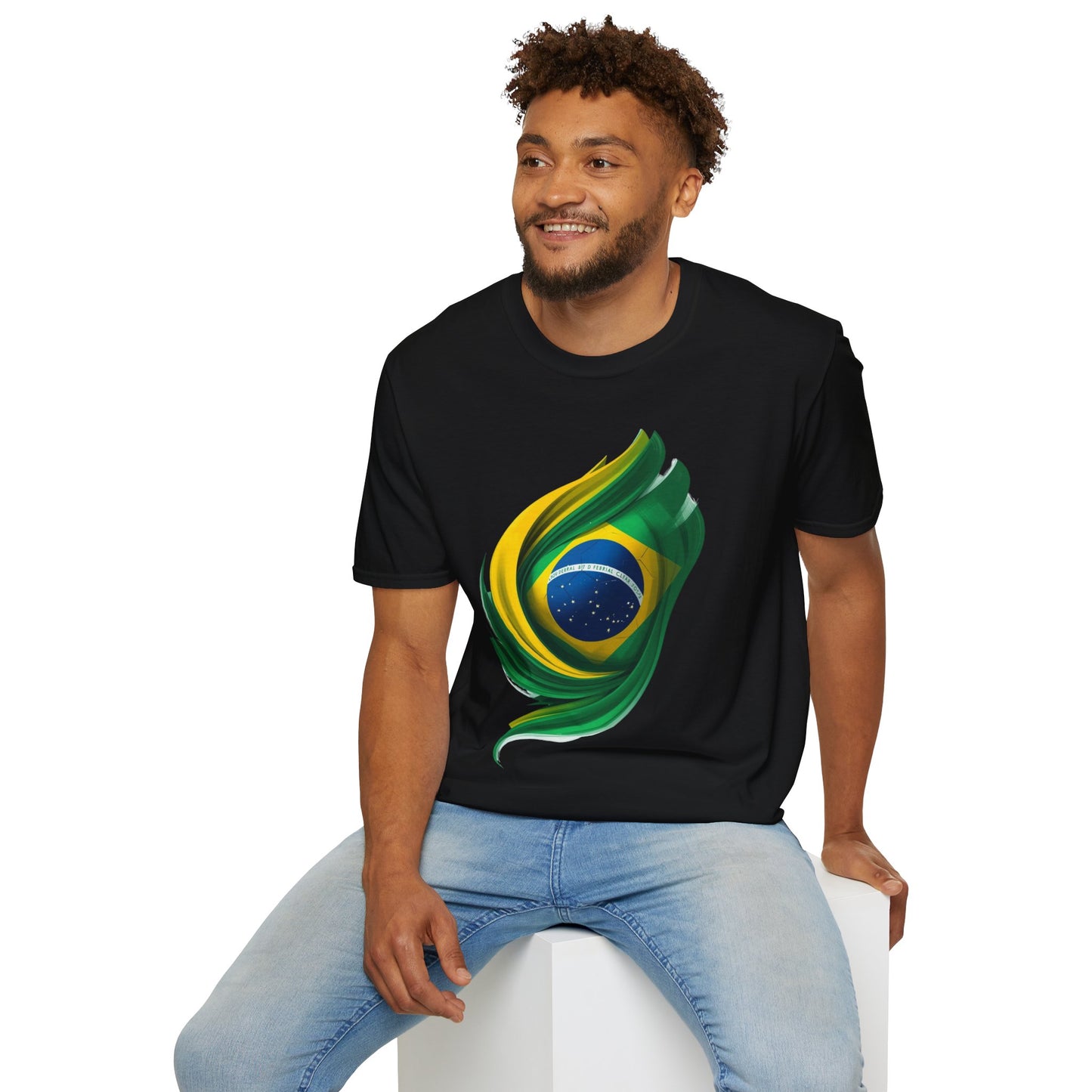 Brazil Flag Feather Football Graphic T-Shirt Tee
