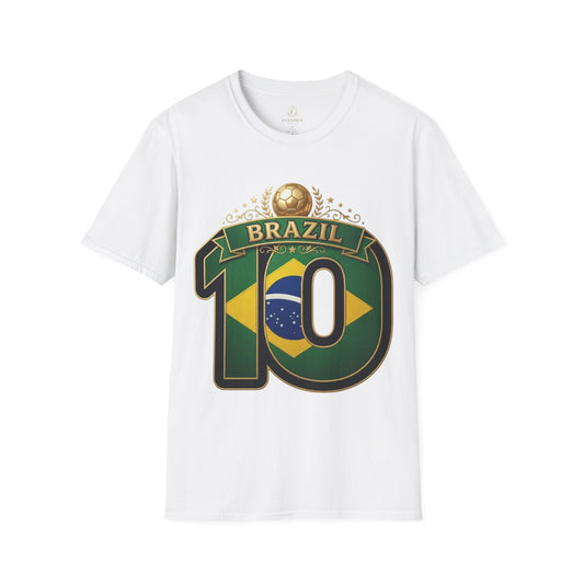 Brazil 10 Soccer T‑Shirt – Football Fan Tee with Brazilian Flag Design