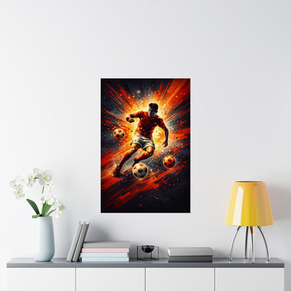 Soccer Action Matte Poster — Dynamic Football Player Wall Art
