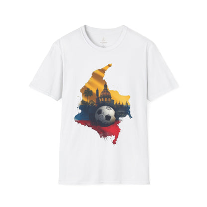 Colombia Map Soccer T-Shirt — Colombian Flag Skyline Football Tee