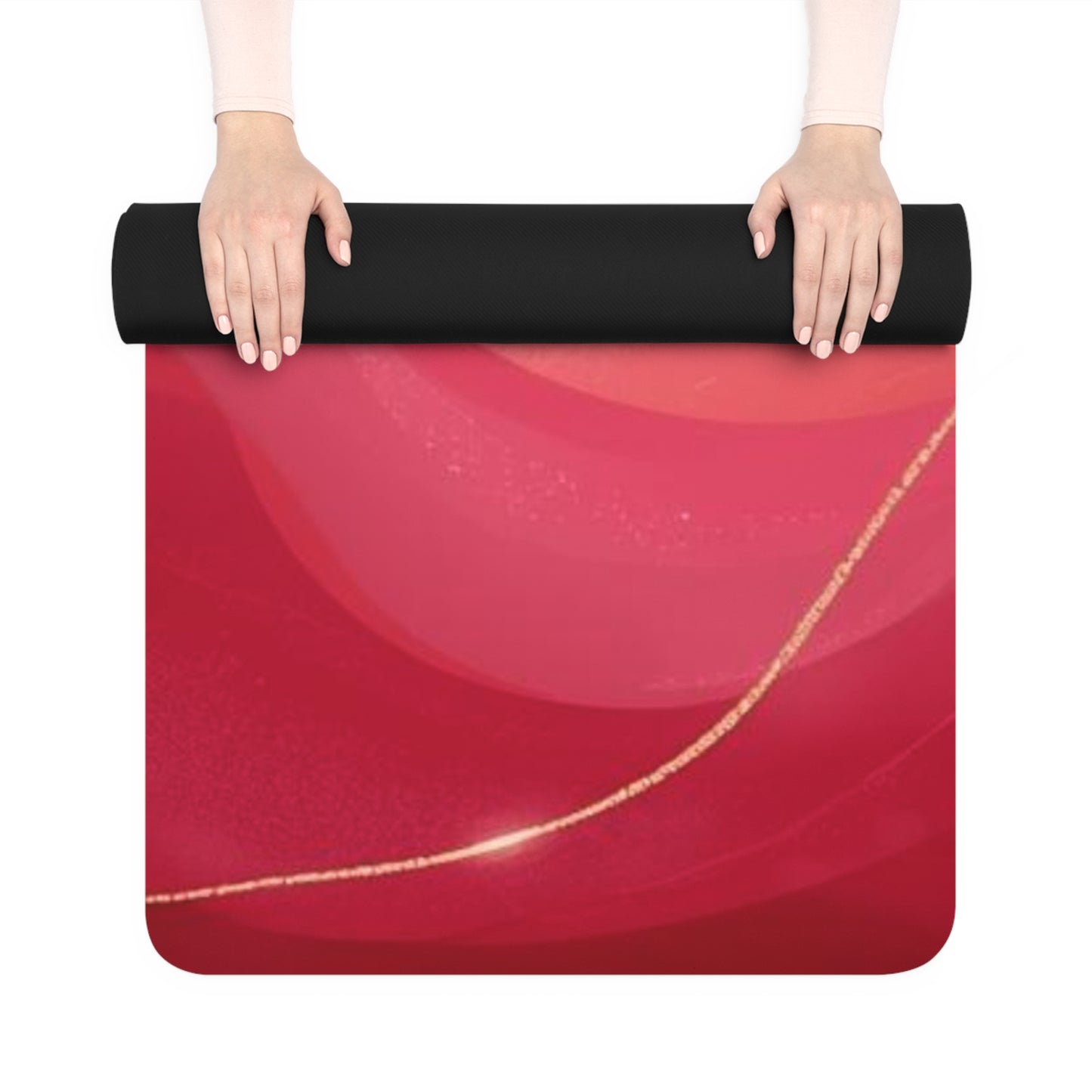 Heart Wave Rubber Yoga Mat — Pink Valentine Non-Slip Exercise Mat