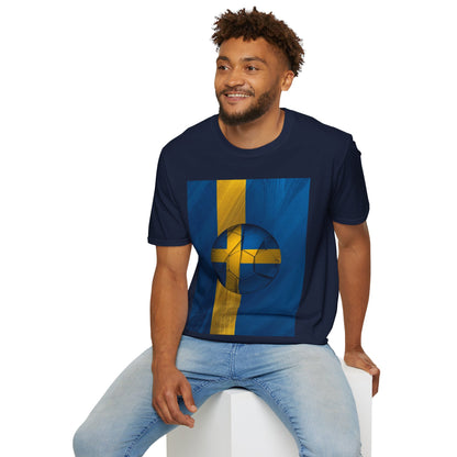Sweden Football Flag Graphic T-Shirt Modern Blågult Soccer Design Tee