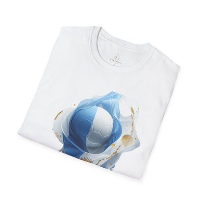 Dynamic Argentina Soccer Match Day T-Shirt — Modern Fluid Art Graphic Tee