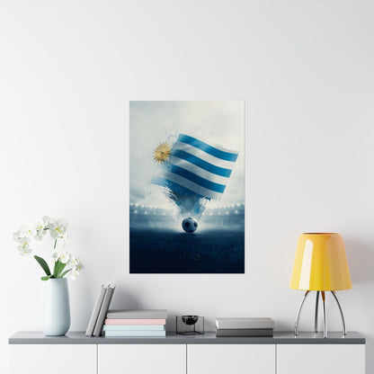 Uruguay Football Poster – Matte Vertical Soccer Art with National Flag