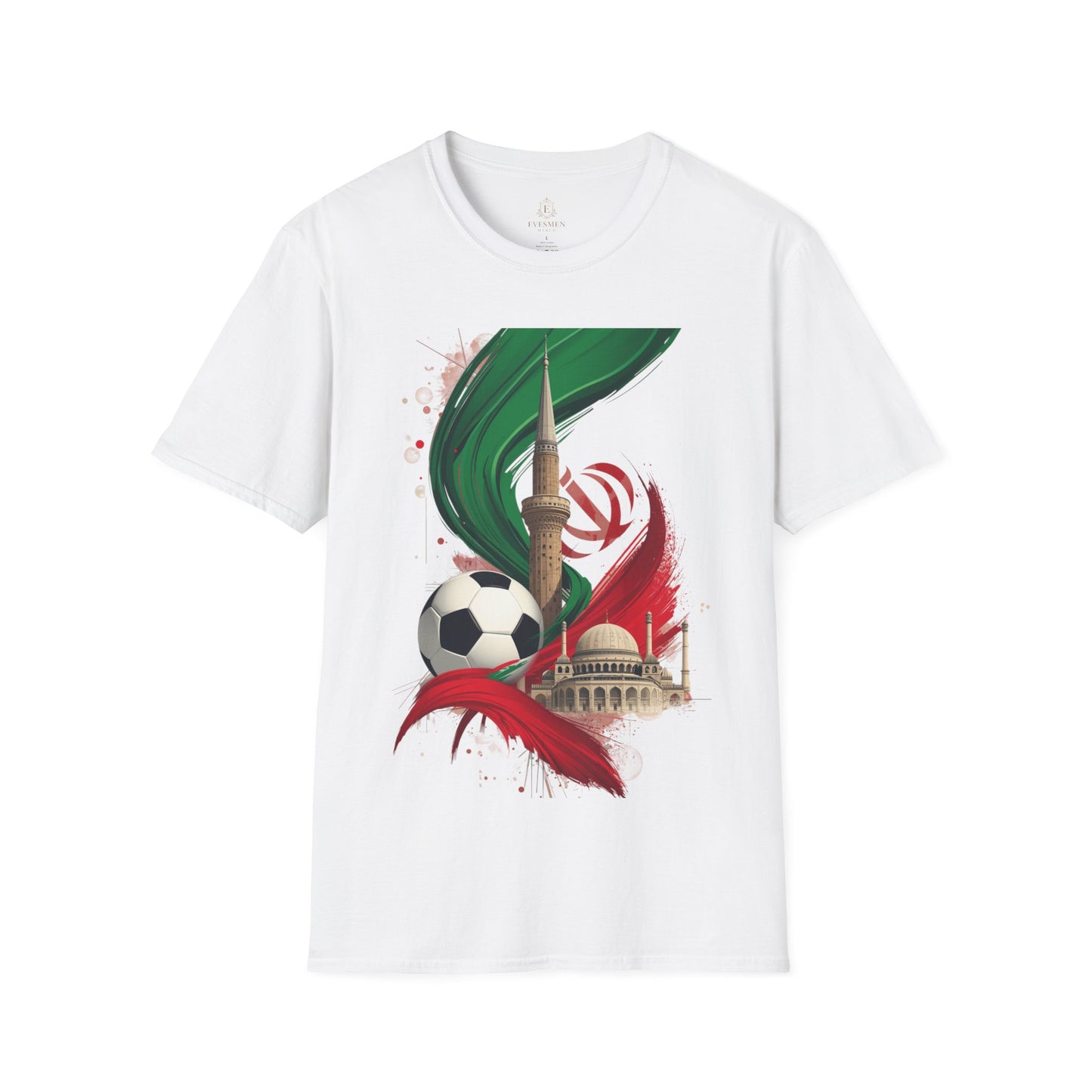 Iran Dynamic Flag Colors T-shirt Minaret & Mosque Art Tee