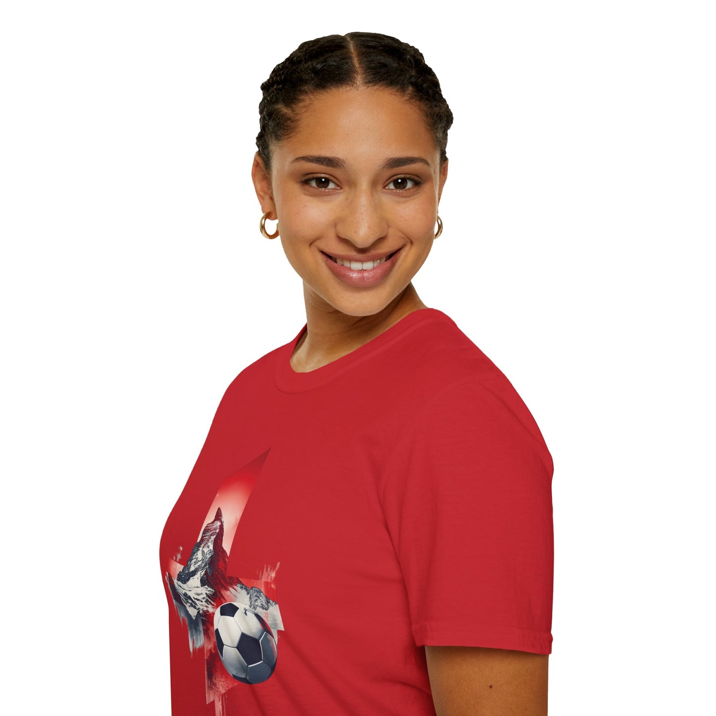 Soccer Switzerland Flag T-Shirt — Alpine Wolf & Football Graphic Tee
